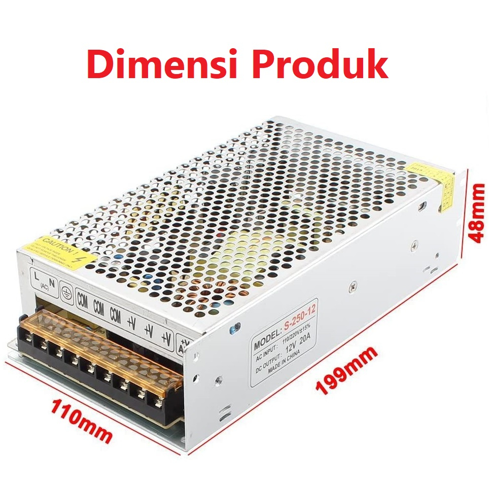 [HAEBOT] Power Supply Switching 12V 20A 240W DC PSU Jaring 110/220 VAC 12 V Adaptor Adapter Switch Mini CNC Pencatu Catu Daya CCTV Trafo Elektronika Listrik 20 A