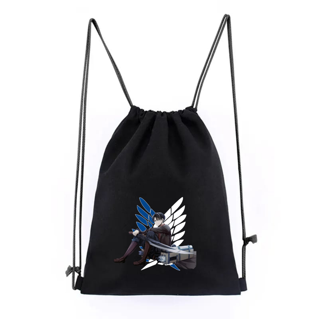 Tas Punggung Sekolah Serut / String Bag Anime Samurai Biru Tahan Air Model Kekinian