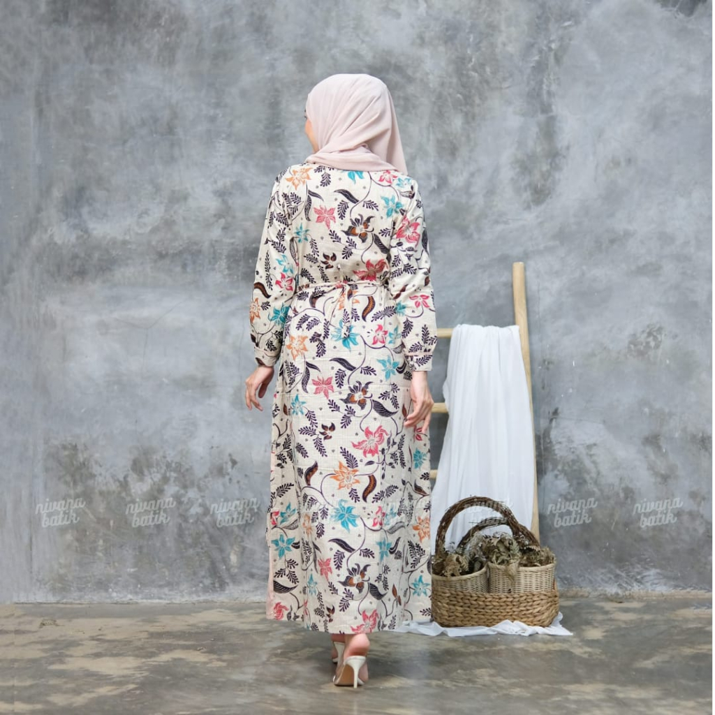 Gamis Batik Teratai Kombinasi