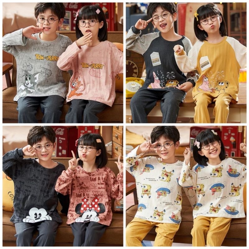 Baju Tidur Anak / Piyama anak unisex / Baju tidur anak  bahan kaos tebal import