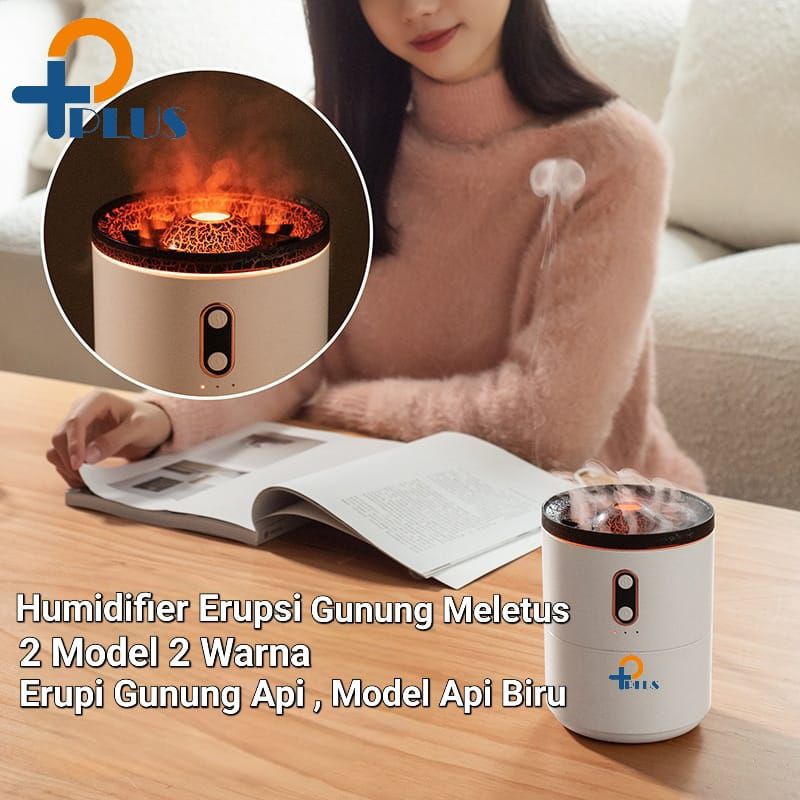 [ PPLUS ] Air Humidifier Aromatherapy LED 2 Warna  Model Erupsi Gunung Meletus 450ml