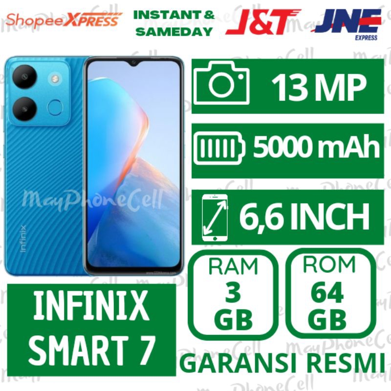 Infinix Smart 7 Ram 4GB Internal 64GB 4/64 3/64 GB Handphone Baru Garansi Resmi Original