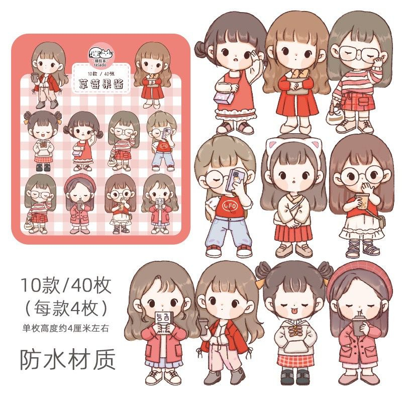 

Sticker Pack Aesthetic Tema Pakaian Anak Gadis Dekorasi Buku Harian Lucu 40 Lembar Waterproof