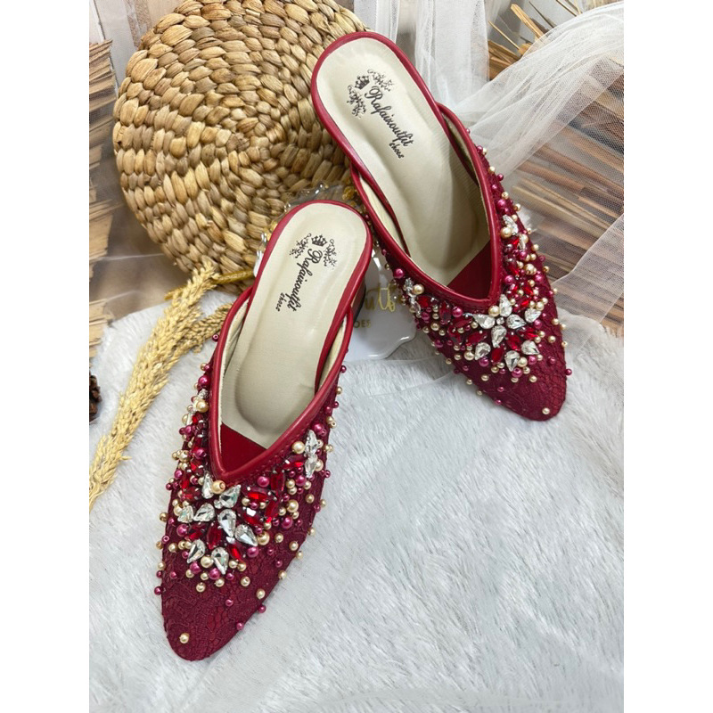 sepatu wanita wedding merah Marron 5cm tahu