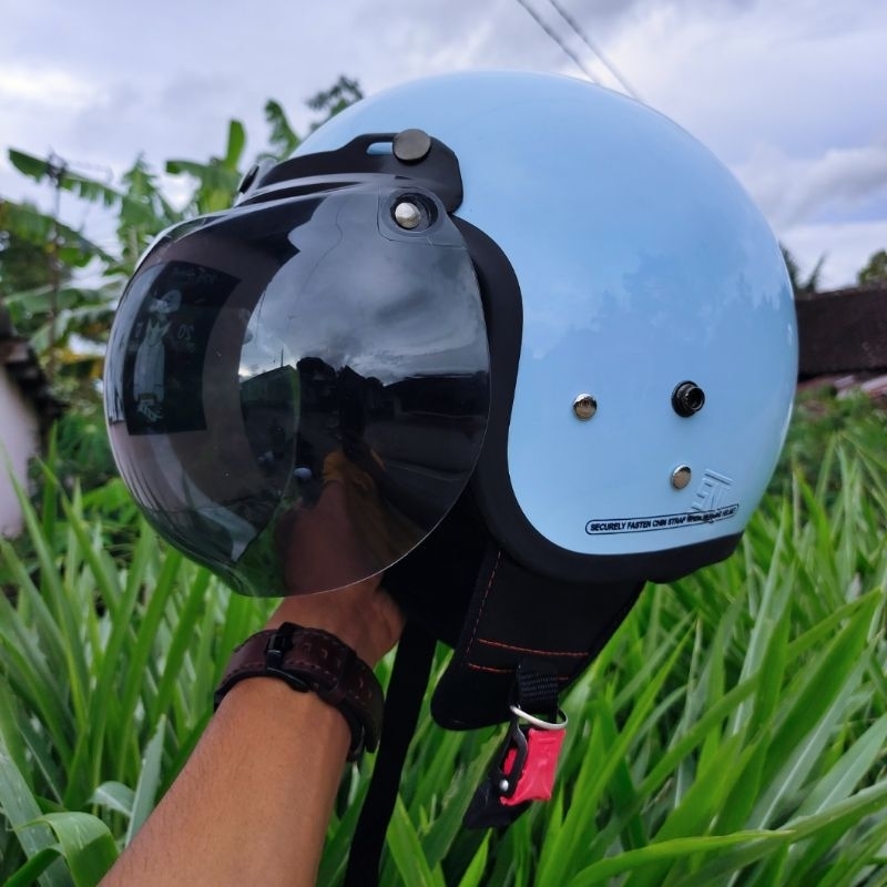 HELM BOGO DEWASA KACA DATAR FULL LEHER SNI PRIA WANITA