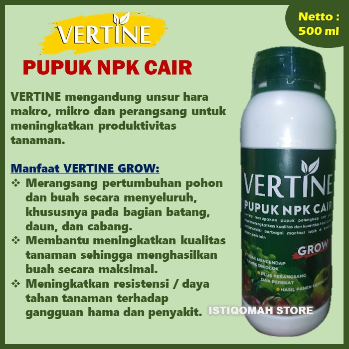 Pupuk Pelebat Buah Terong Ungu yang Bagus VERTINE GROW 500ML Obat Pelebat Daun Tanaman Daun Terong Ungu, Pupuk Penyubur Daun dan Buah Terong Ungu,  Pupuk Penyubur Daun Akar Pelebat Bunga Dan Buah Terong Ungu Paling Ampuh TERLARIS