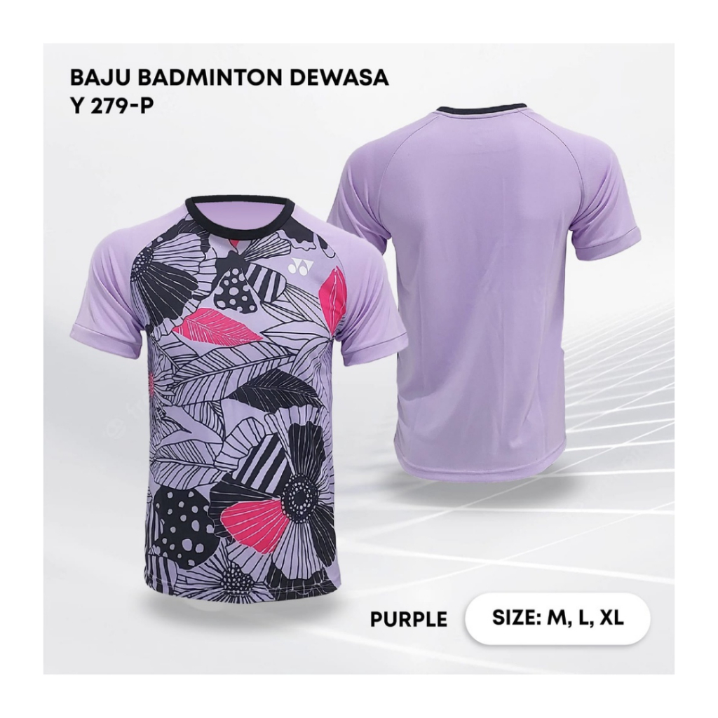 Kaos bulutangkis pria Y279 baju badminton atasan olahraga jersy wanita dewasa t-shirt outfit seragam kostum jersey casual suit pakaian jarsey oblong apparel sport jersi sudirman thomas uber cup bulu tangkis ungu polos