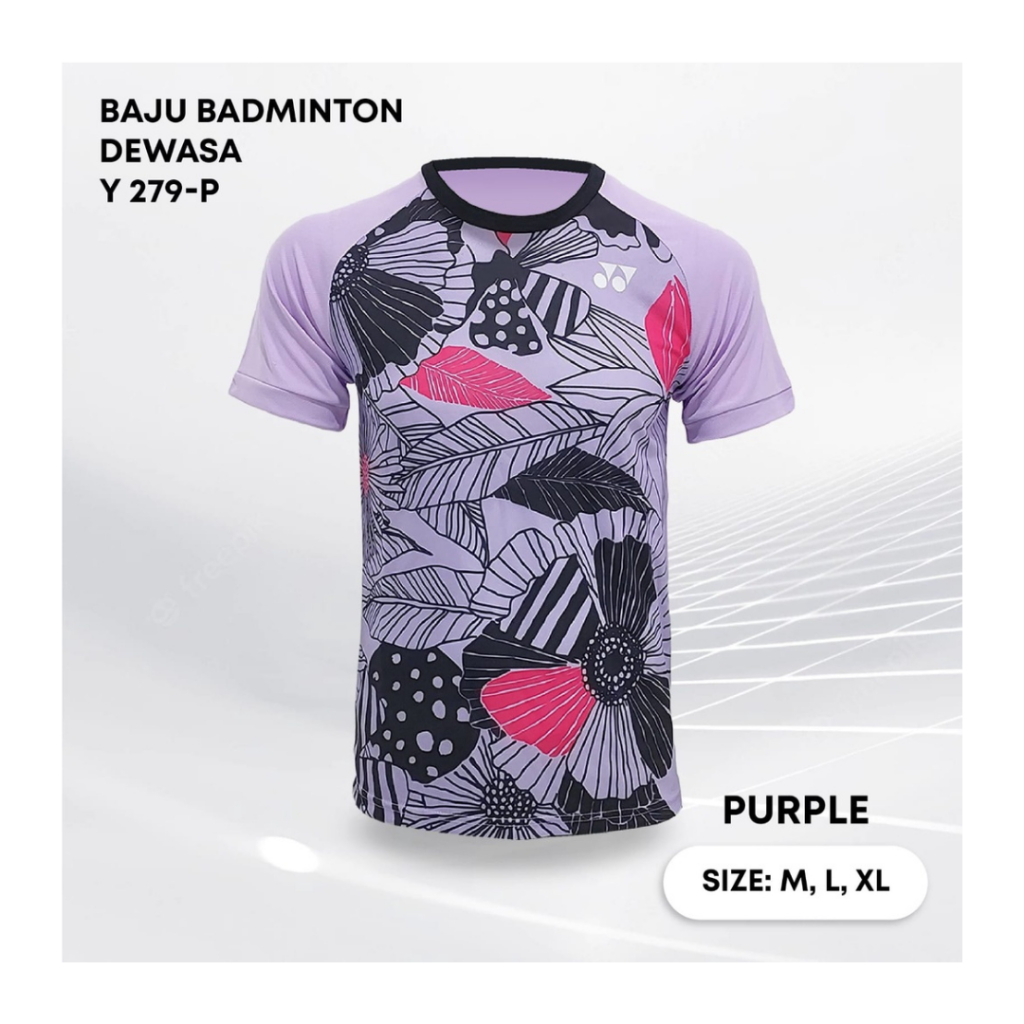 Kaos bulutangkis pria Y279 baju badminton atasan olahraga jersy wanita dewasa t-shirt outfit seragam kostum jersey casual suit pakaian jarsey oblong apparel sport jersi sudirman thomas uber cup bulu tangkis ungu polos