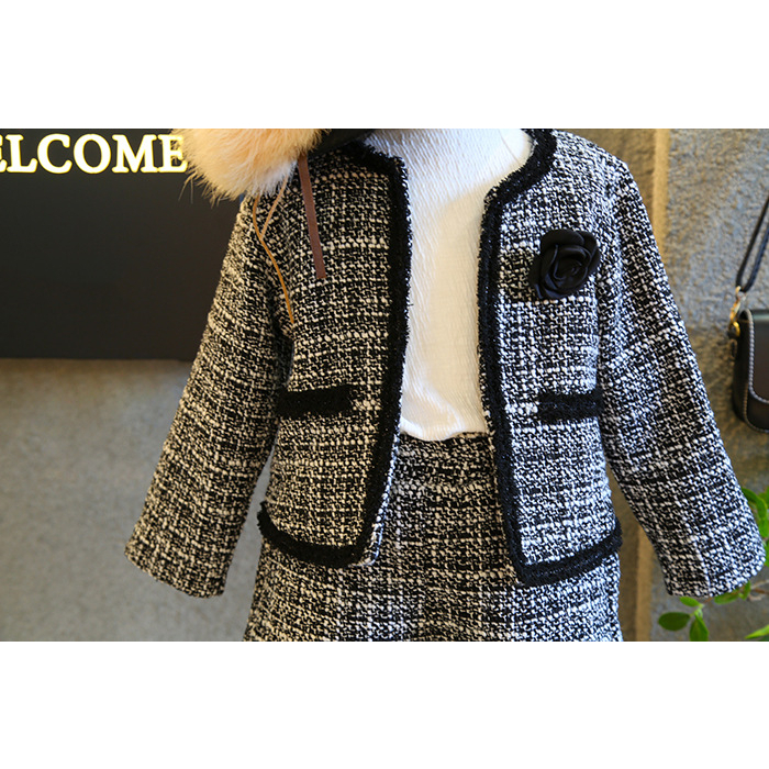 SSP2-Setelan Anak Perempuan 2in1 Tweed Jaket Roses Fashion Korean