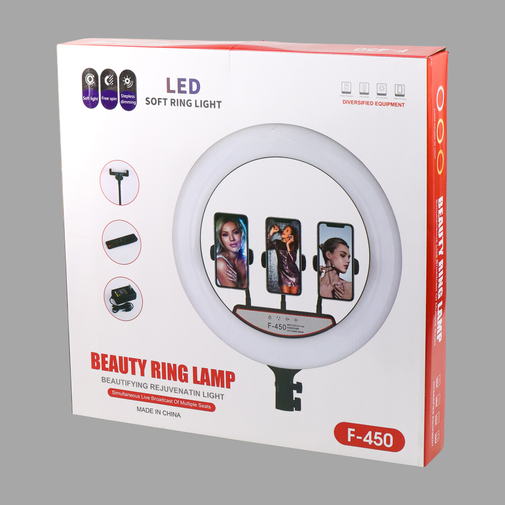 Lampu Halo Ring Light LED 50W 416 LED 18 Inch 3 Holder - F-450 - White