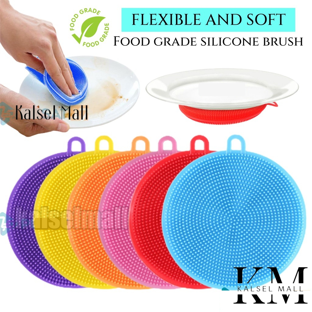 Sponge Spon Sikat Cuci Piring Bulat Panci Rinjing Silikon Serbaguna Penyikat Pembersih Sepon Silicone Brush Food Grade Multifungsi Anti Kuman AD28