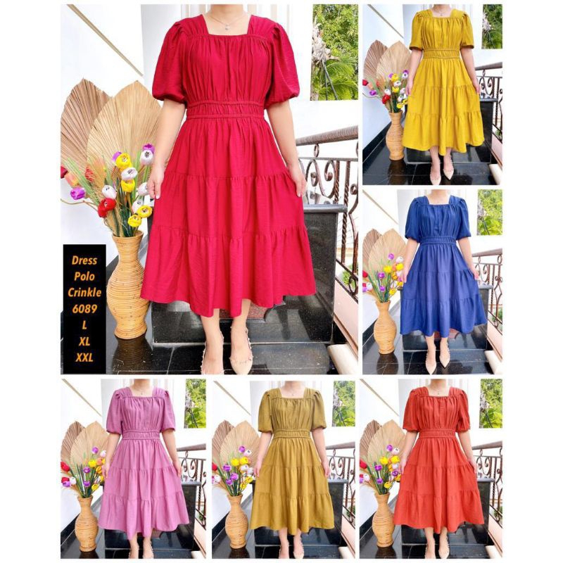 Dress XingLung / Dress Xing Lung/ Dress Xinglung / Baju Terusan Ukuran L-2XL/ Dress Crinkle/ Dress X