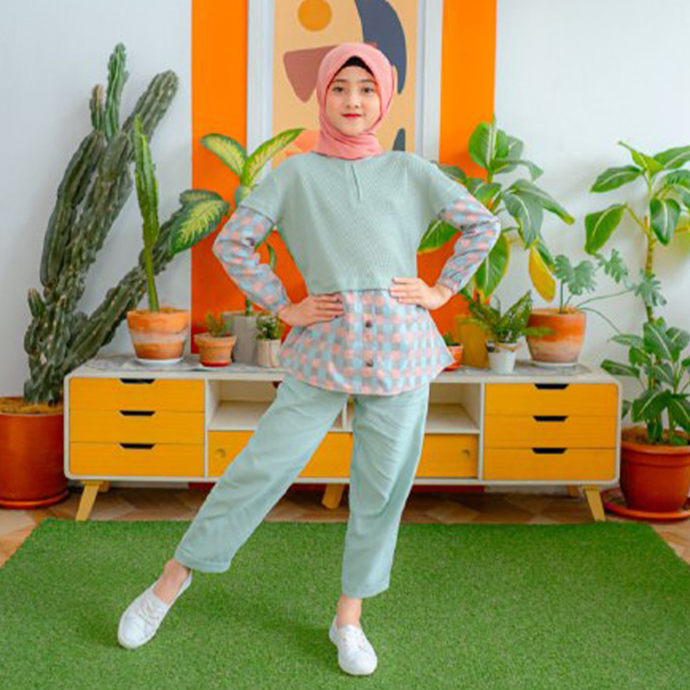 Baju Muslim Setelan Anak Perempuan Umur 4 5 6 7 8 9 10 11 12 Tahun Original Model Terbaru Lebaran Sabina One Set