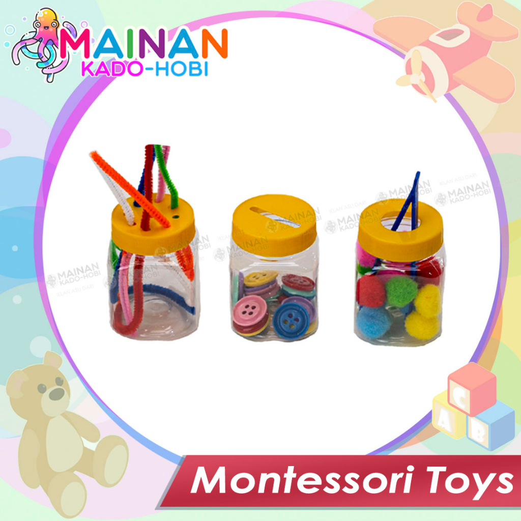 MAINAN EDUKASI ANAK MONTESSORI SENSORIK MOTORIK BUSY JAR PLAY SET