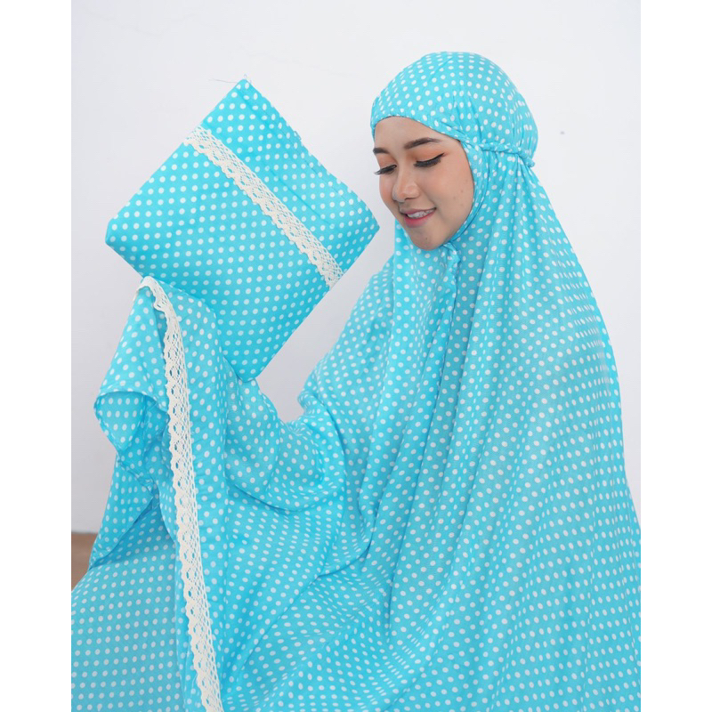 MUKENA BALI DEWASA JUMBO POLKA RAYON RENDA By Gmj1