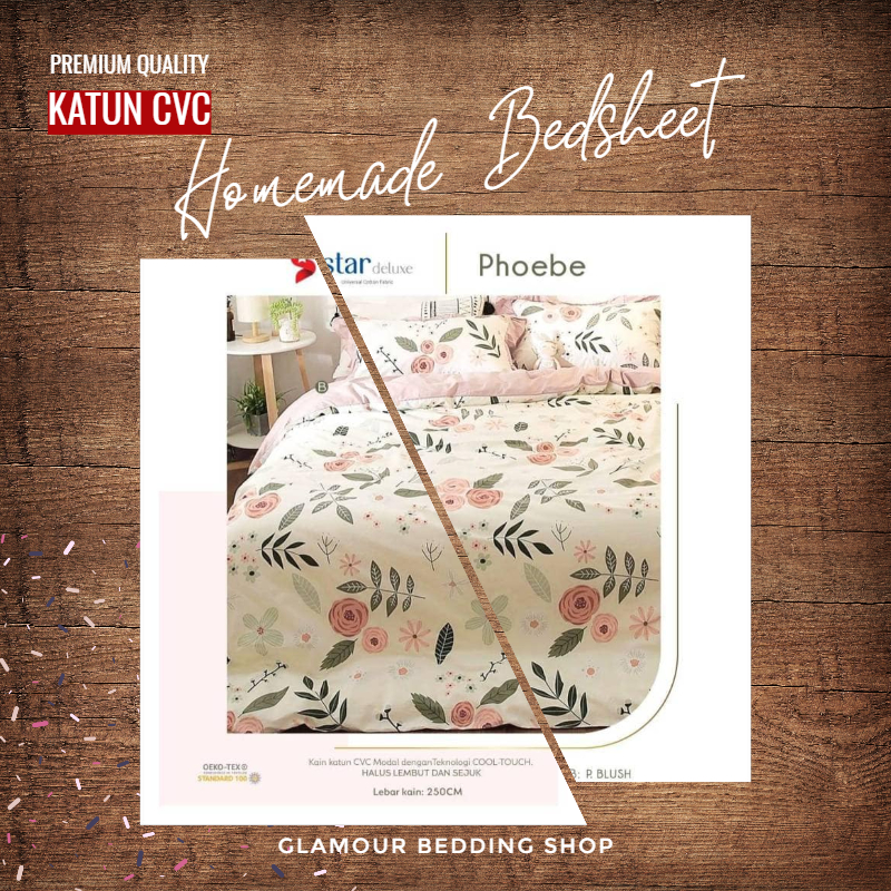 Sprei KING 200x180 Kain Katun CVC Katun Lokal Homemade Sprei Motif By STAR Deluxe
