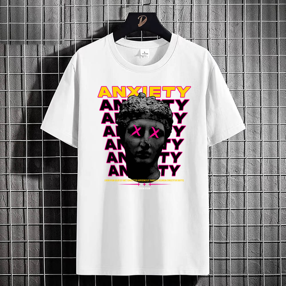 Kaos Tshirt Pria Baju Anxiety Distro Basic Lengan Pendek Cowok Kasual DTF