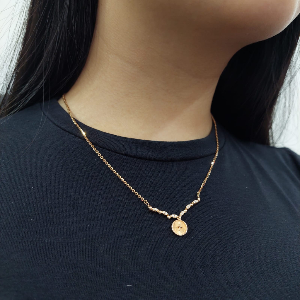 kalung 2 in 1 produk hala gold ter baru emas kadar 755 emas asli mas tua