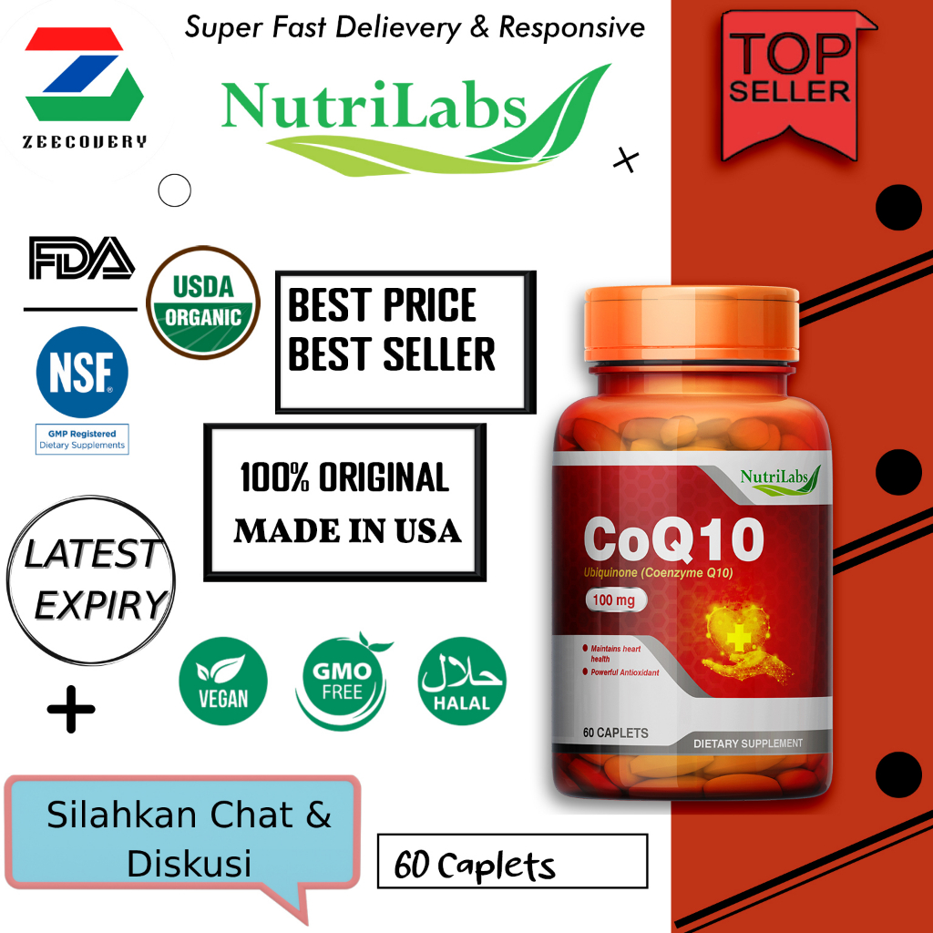 Nutrilabs CoQ10 Coenzyme Q10 100mg isi 60 Caplets