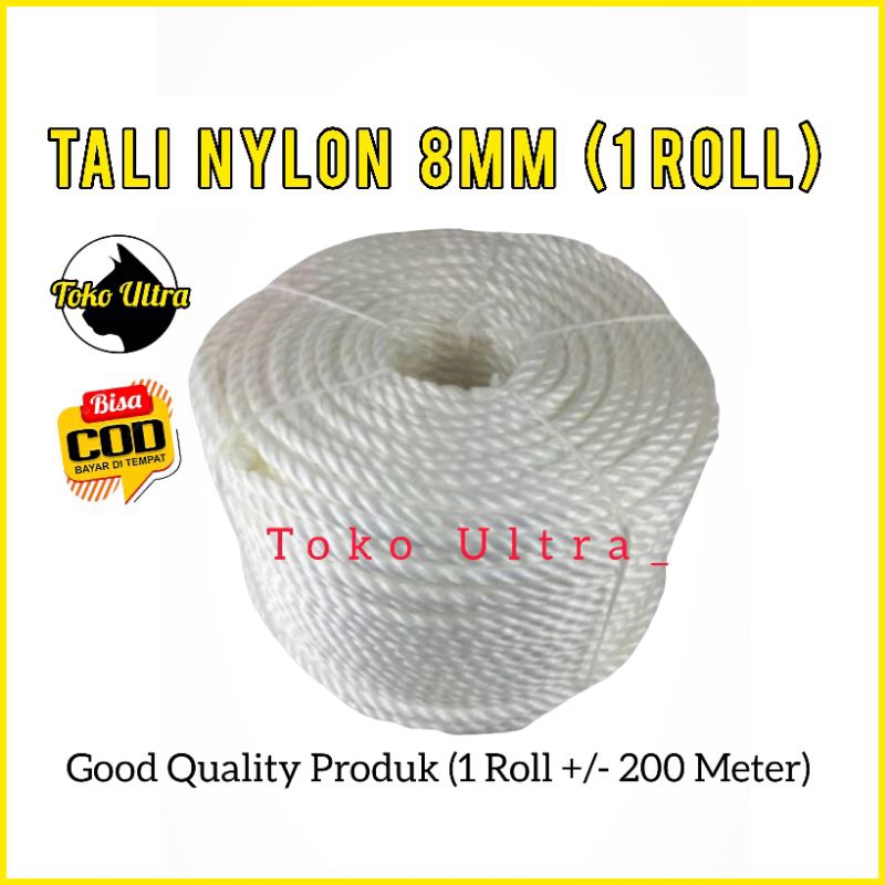 TALI NYLON 8MM 1 ROLL / TALI 8MM / TALI NILON / TAMBANG 8MM / TAMPAR 8MM / TALI PENGAMAN 8MM / TALI KILOAN / TALI PROYEK
