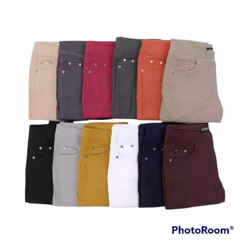 celana chinos wanita bahan elisabet elastis pants melar dobel melar