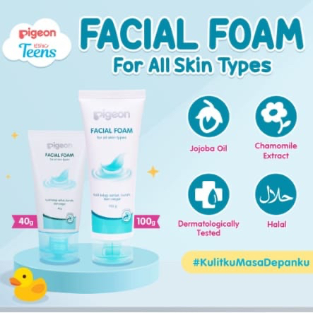 ✿ELYSABETHME✿ pigeon teens facial foam remaja sabun cuci muka face cleanser lembut cocok untuk kulit jerawat sensitif