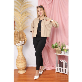 stelan Kemeja Crop Pocket Twistcone/celana kulot crepe