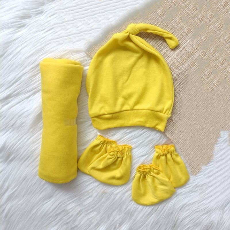 set 4 in 1 paket bedong/topi/sarung tangan/sarung kaki