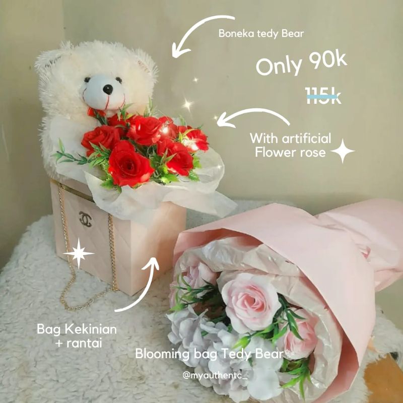 blooming bag tedy bear murah