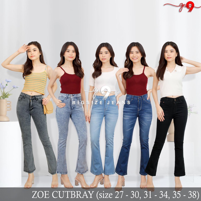 CASVINEJEANS | Celana Jeans Wanita Cewek Zoe Cutbray Boot Cut Snowblue Bigsize Jumbo Mom Jeans