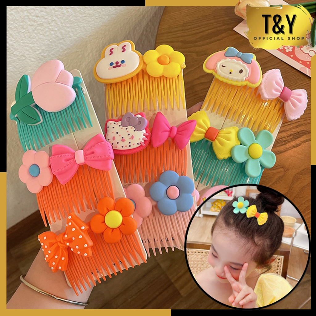 T&amp;Y Sirkam Jepit Rambut Anak Style Korea 1Pcs Sisir Busur Anak Karakter Lucu Bando Jepit Anak Motif Kartun