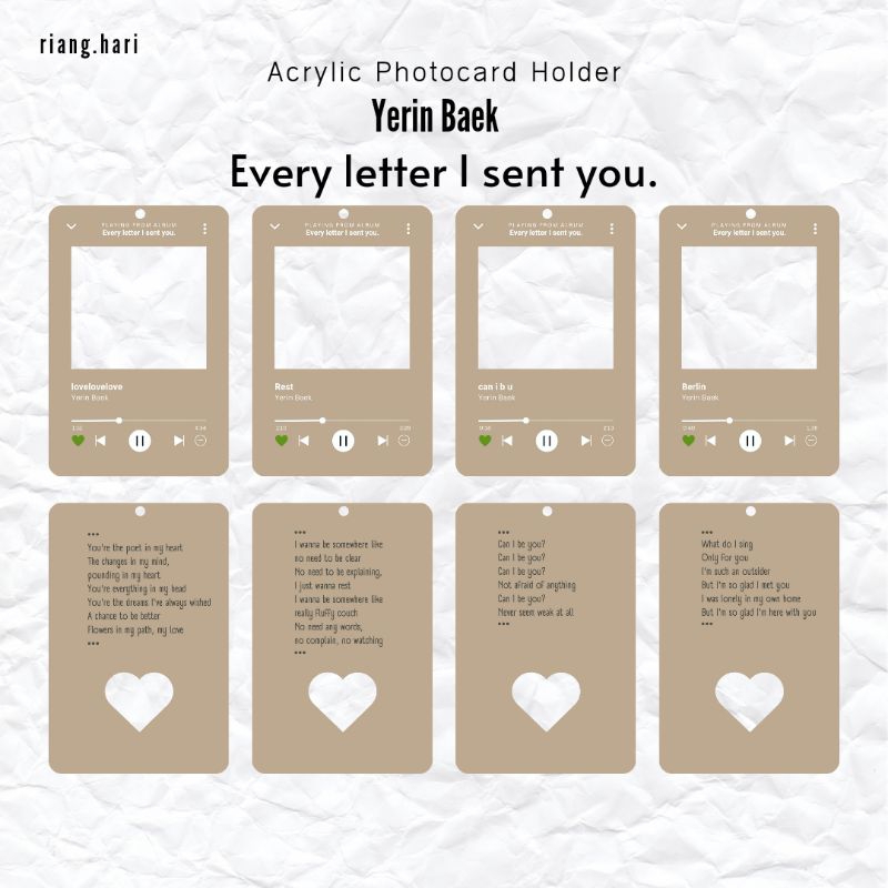 PO Acrylic Photocard Holder Yerin Baek Every letter I sent you.