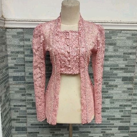kebaya Brokat Kutu Baru/ kebaya Brokat Mutiara,ROSE GOLD