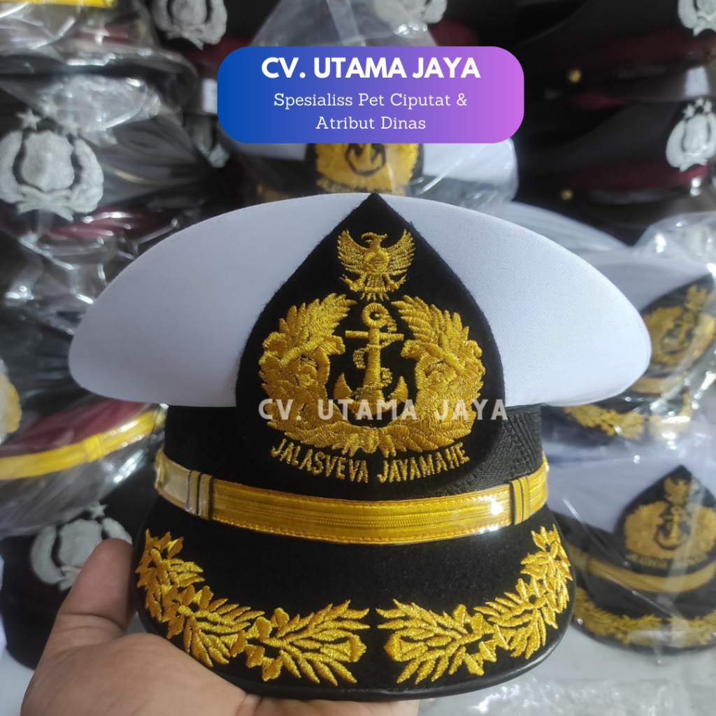 Topi Pet PAMEN TNI AL Perwira Menengah Angkatan Laut PDU PDH Utama Jaya Ciputat