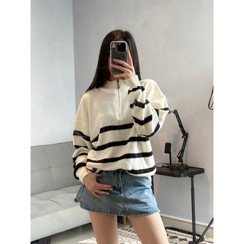 AGS’ Half-Zip Striped Knit