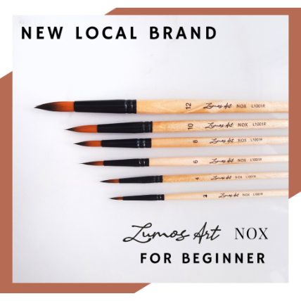 

Lumos Art Nox Brush for Beginner Round Flat / Kuas Lukis untuk Pemula Watercolor Gouache Acrylic Cat Air Akrilik Ujung Lancip Pointy ukuran 10
