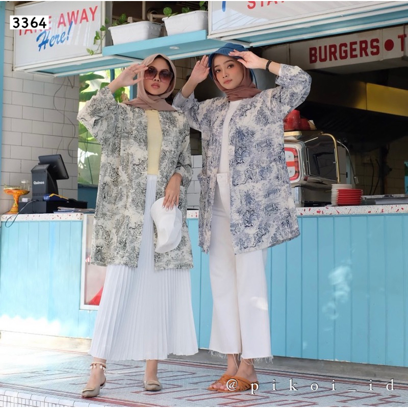 Cardigan satin wanita murah / outer kimono wanita / cardigan panjang bunga / cardigan pantai / 2068