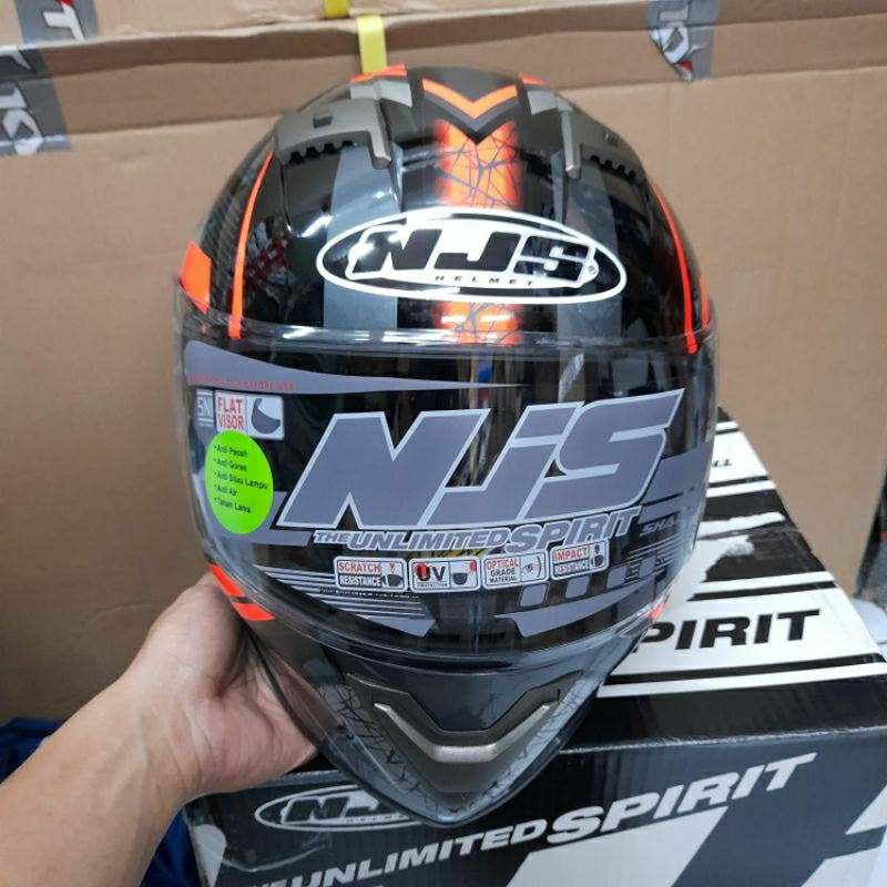 HELM NJS SHADOW TITAN BLACK ORANGE FLUO DOUBLE VISOR