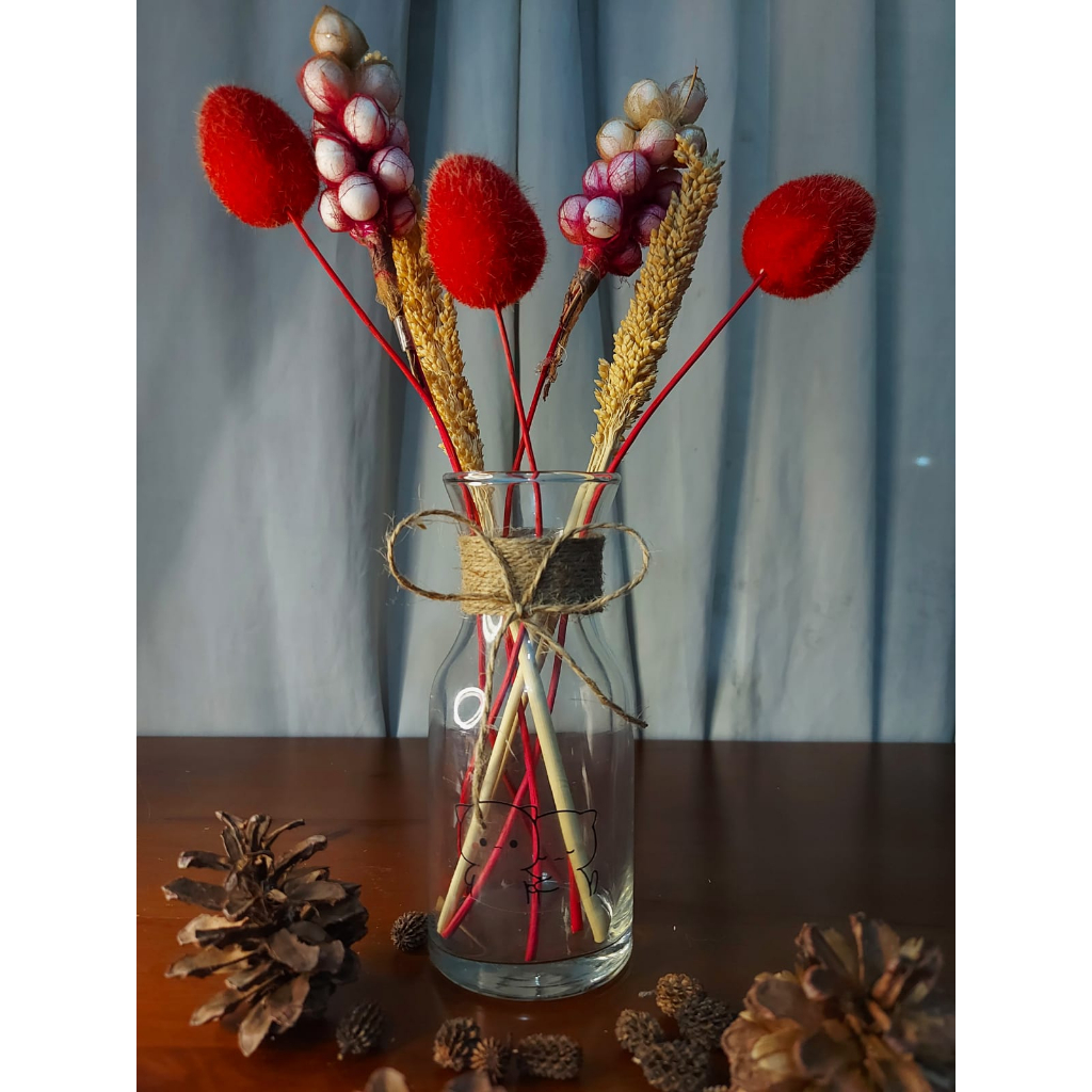 Vas Bunga Kaca Bening Tali Rami Aesthetic Estetik Dekorasi Korea