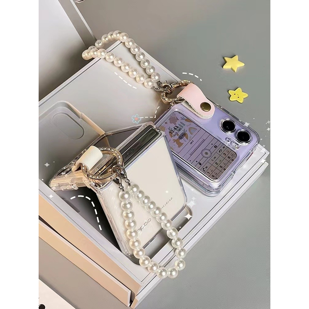 Soft Case OPPO FIND N2 FLIP Clear Transparan Pearl Strap