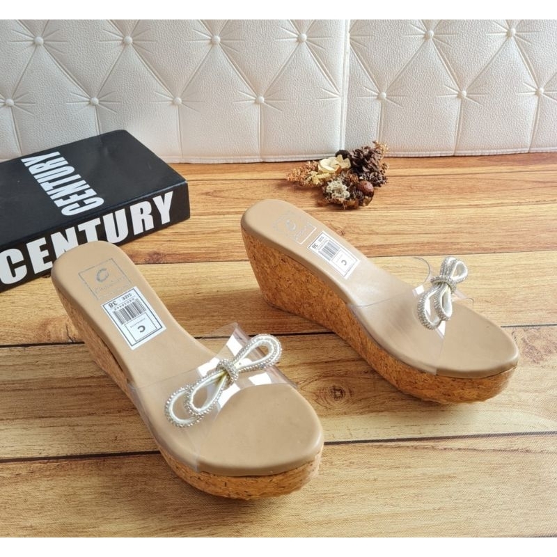 ABBUSHOES Nn 39 sendal wedges wanita pita jely import sol karet 7cm