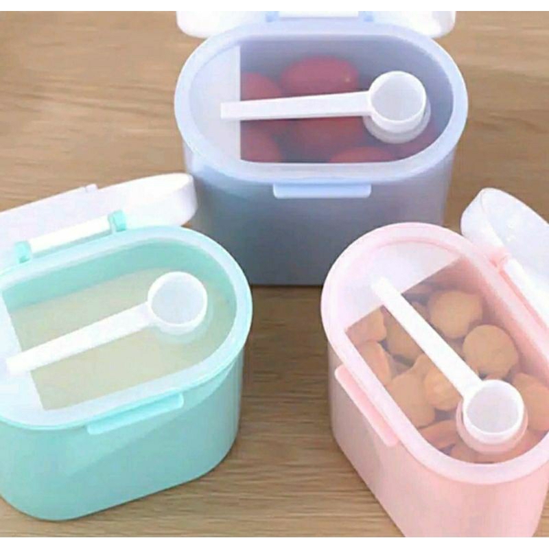 Box Kotak Penyimpanan Susu Bubuk Bayi anak Tempat Snack makanan Besar Kecil Anti tumpah Kotak bumbu plus sendok