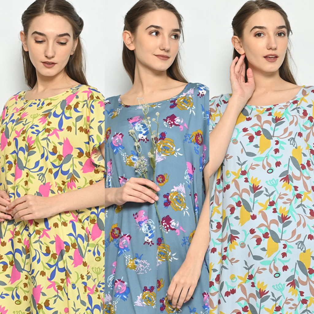 Daster Panjang Non Busui Terlaris - Bahan Katun Rayon Premium - Motif Bunga