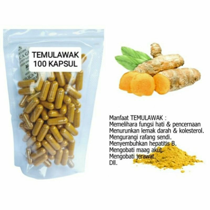 

TEMULAWAK Kapsul Herbal Alami Kemasan Hemat - isi 100 pcs