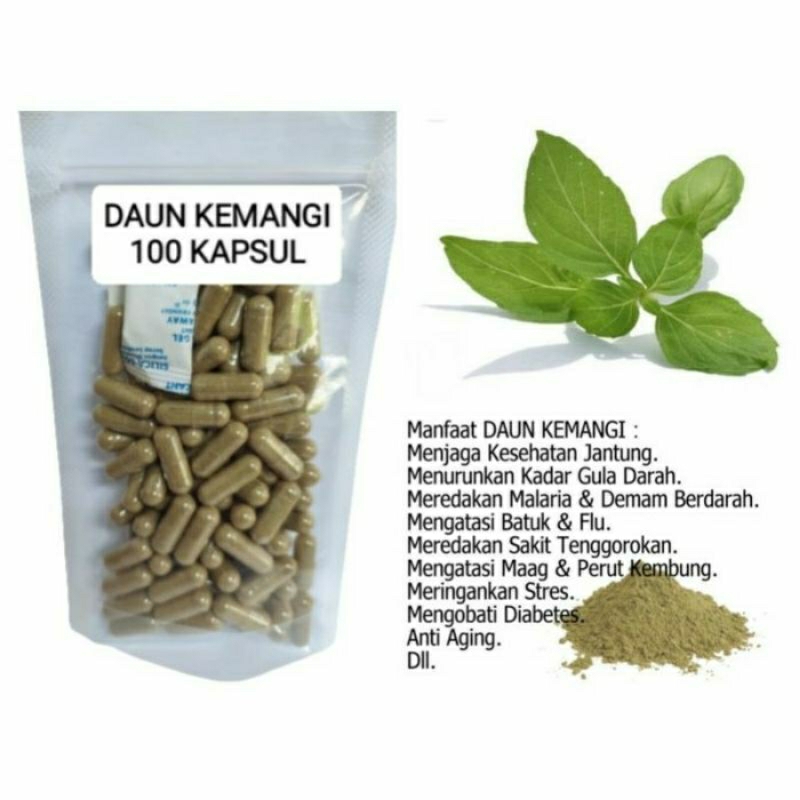 

DAUN KEMANGI Kapsul Herbal Alami Kemasan Hemat - isi 100 pcs