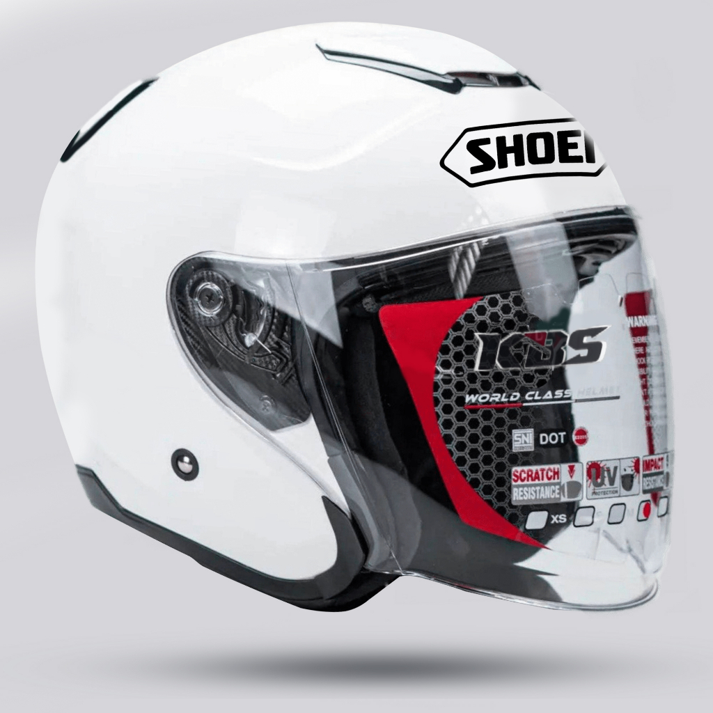 Helm Half Face KBS KYOTO White Pearl / Kaca Bening Helm Pria Dan Wanita Dewasa COD