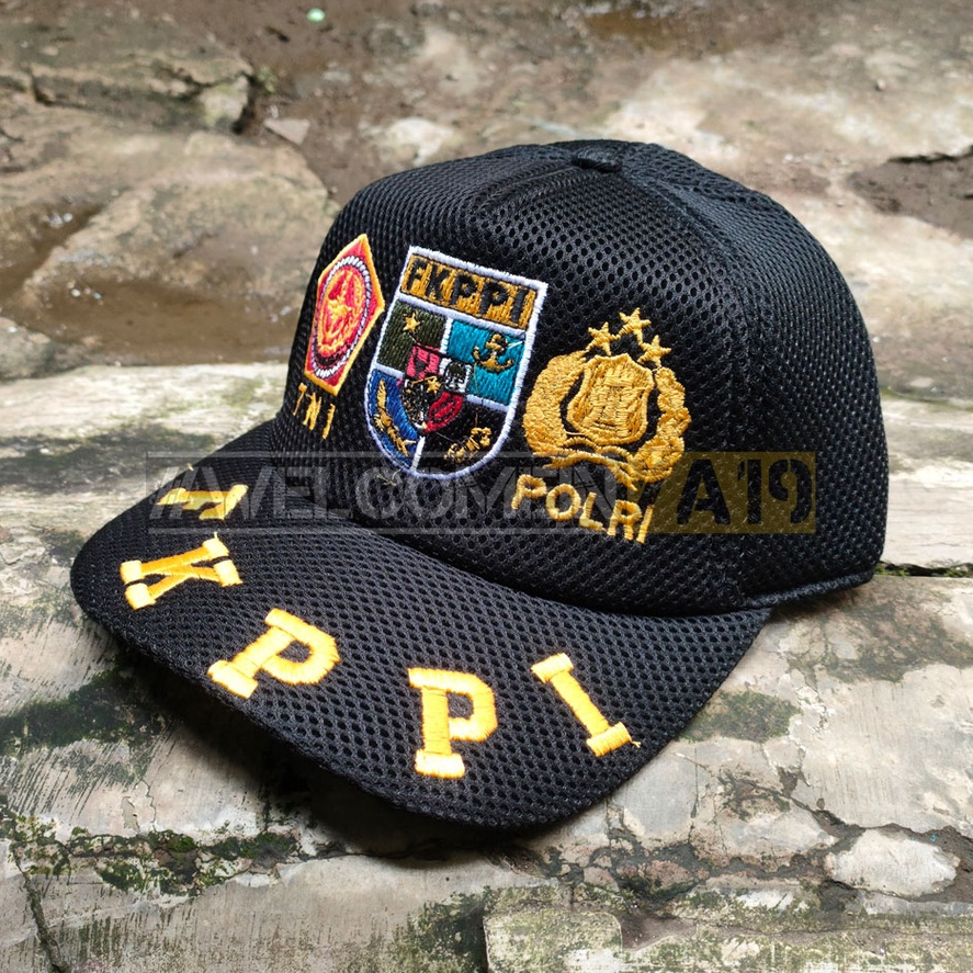 Topi Jaring Tiga Maltra Logo FKPPI TNI POLRI Hitam