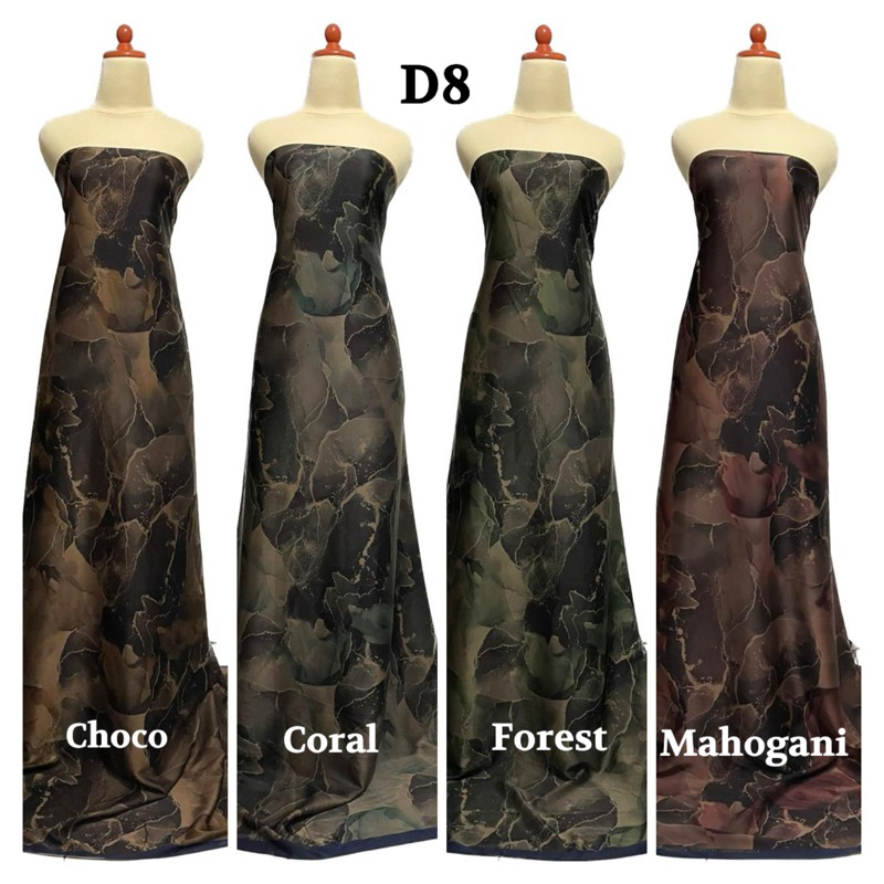 Bahan Kain Armani silk brown ecoprint mewah / armany silk abstrak / kain silk meteran gamis mukena