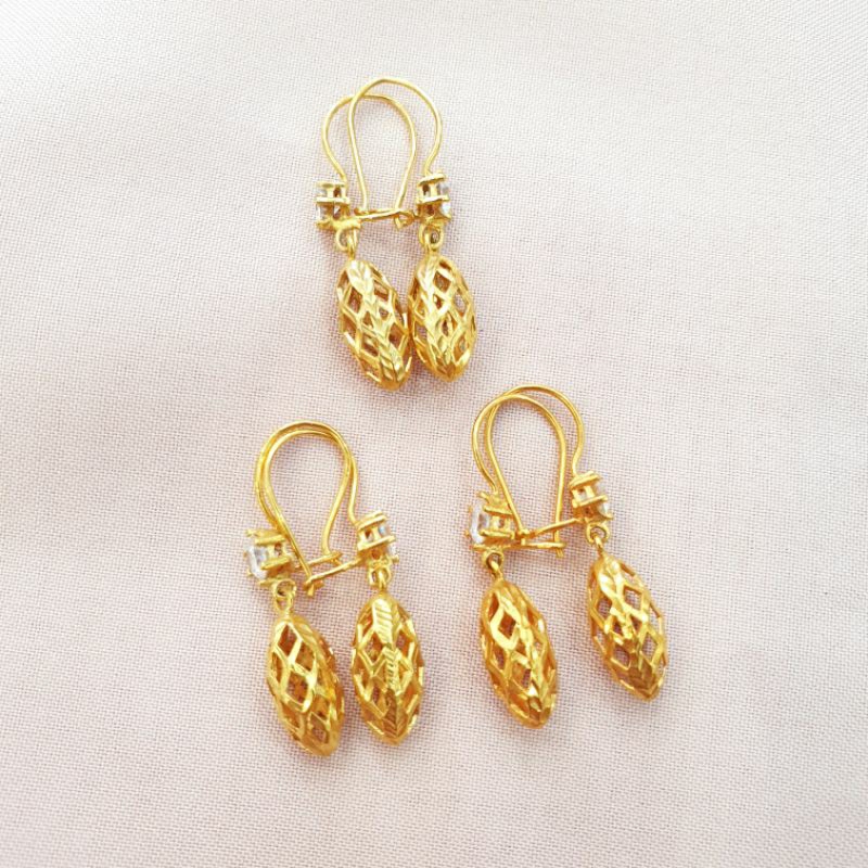 Anting kait gantung emas asli kadar 300