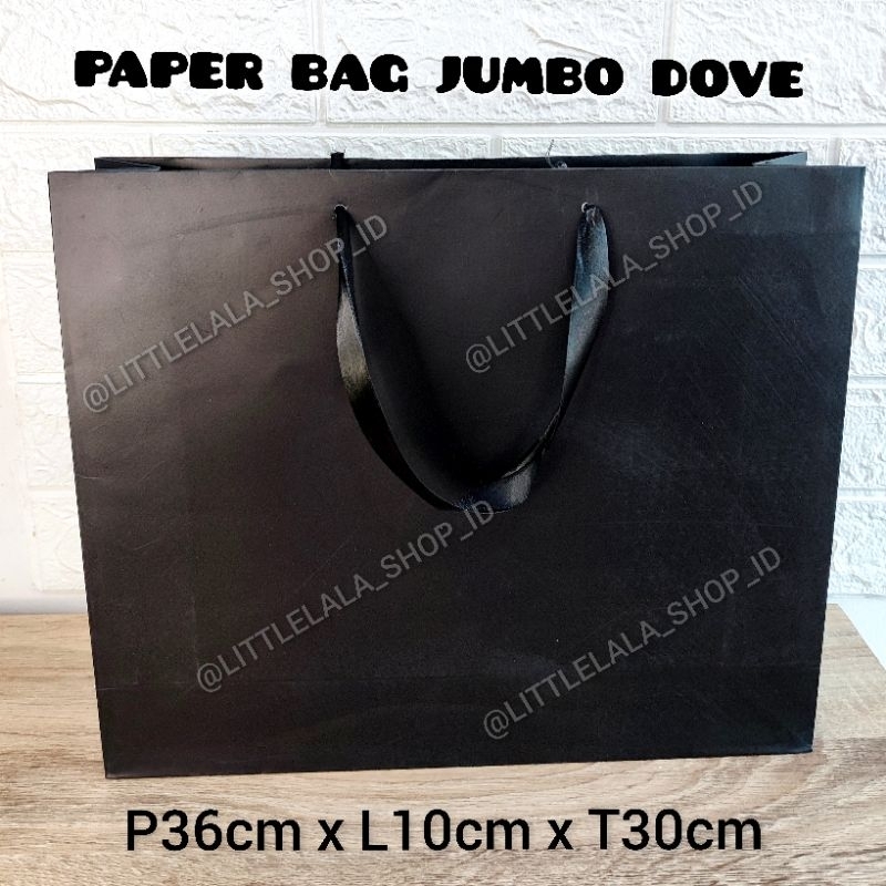 

Paperbag Jumbo Hitam Dove Polos P36xL10cmxT30cm ukuran besar/premium black dove paperbag/tas kado bahan dove/tas kertas kado/elegant paperbag